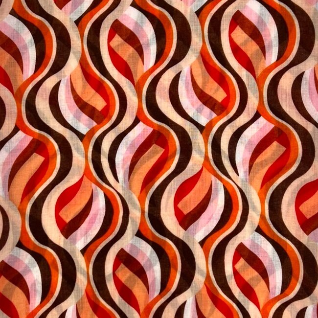 Scarf Retro Swirl Tassel orange