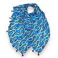 M&K Collection Scarf Retro Swirl Tassel blue