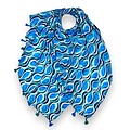 M&K Collection Schal Retro Swirl Tassel blue