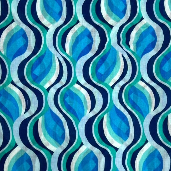 Schal Retro Swirl Tassel blue