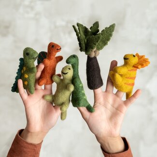 Sjaal met Verhaal Fingerpuppen Dino Set of 6 assorti
