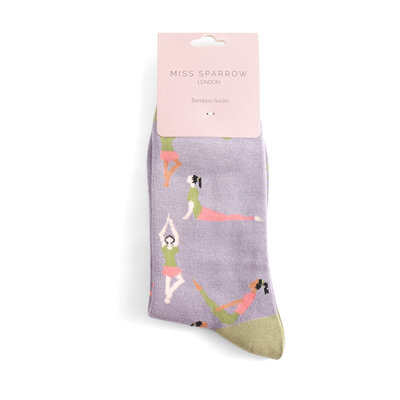 Miss Sparrow Socken Bamboo Yoga Poses Lilac