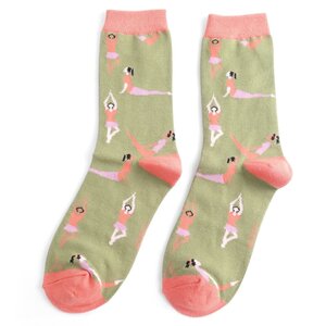 Miss Sparrow Socken Bamboo Yoga Poses Olive