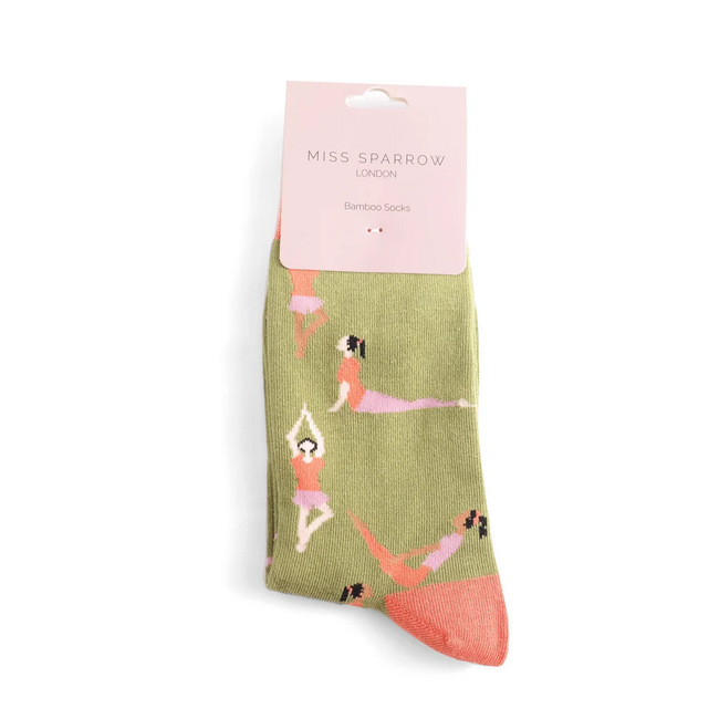 Socken Bamboo Yoga Poses Olive