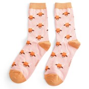 Miss Sparrow Socken Bamboo Highland Cows Dusky Pink