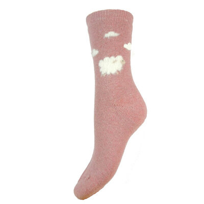 Gemjar Socks Woolmix Fluffy Sheep and Clouds pink