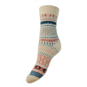 Joya Socks Woolmix Patterned cream, blue & salmon