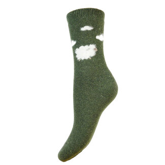 Gemjar Socks Woolmix Fluffy Sheep and Clouds green