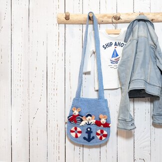 Sjaal met Verhaal Filztasche mit Fingerpuppen Muis Nautisch