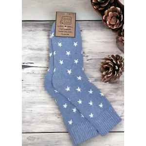 Jess & Lou Socken Ribbed Stars cornflower