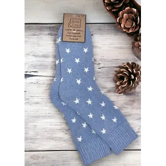 Jess & Lou Socken Ribbed Stars cornflower