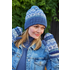 Pachamama Beanie Bobble Roll Back Fairisle denim