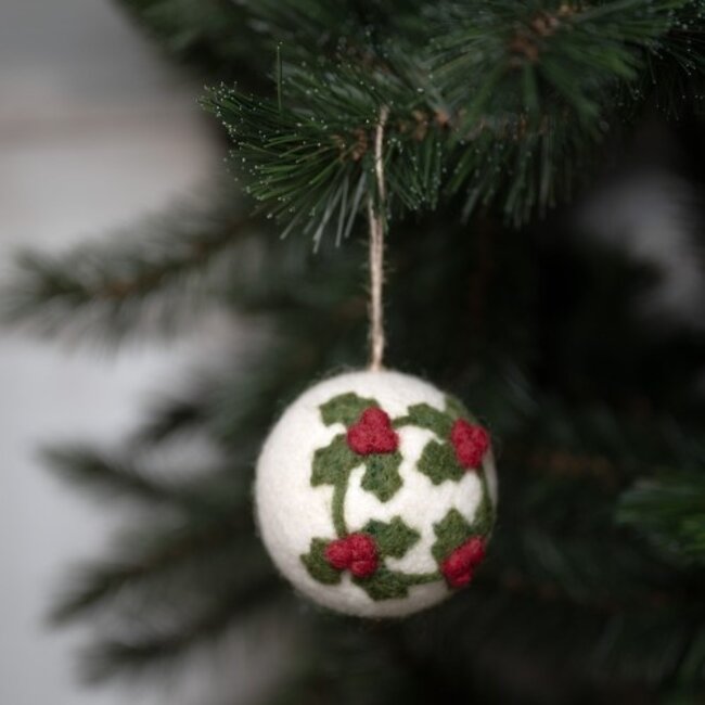Filz Weihnachtshänger Holly Berry Large assorti