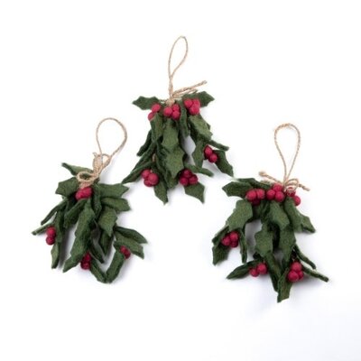 Sjaal met Verhaal Felt Christmas Hanger Holly Berry Large