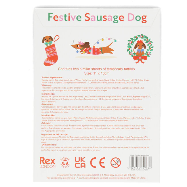 Tattoos Festive Sausage Dog