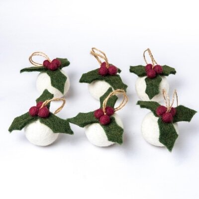 Sjaal met Verhaal Felt Christmas Hanger Holly Berry Small 3D