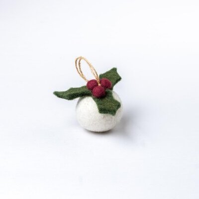 Sjaal met Verhaal Felt Christmas Hanger Holly Berry Small 3D
