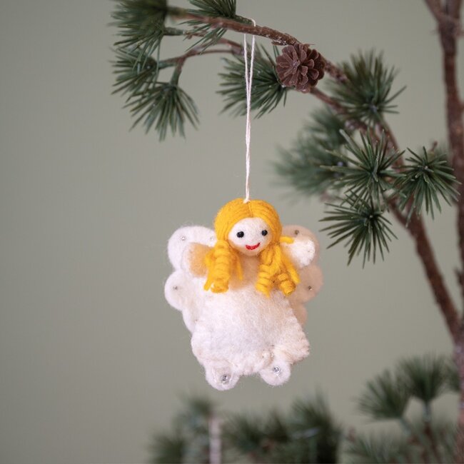 Felt Christmas Hanger Kerstengeltje Mini wit