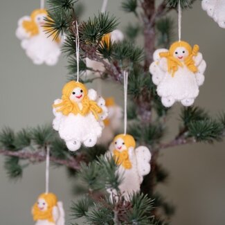 Sjaal met Verhaal Felt Christmas Hanger Kerstengeltje Mini wit