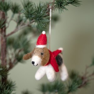 Sjaal met Verhaal Felt Christmas Hanger Hondje Met Kerstmuts