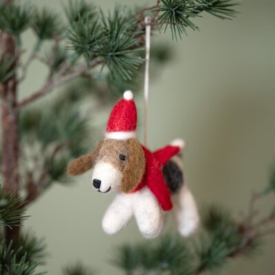 Sjaal met Verhaal Felt Christmas Hanger Hondje Met Kerstmuts