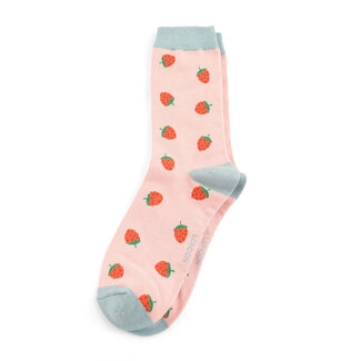 Miss Sparrow Socks Bamboo Strawberries dusky pink