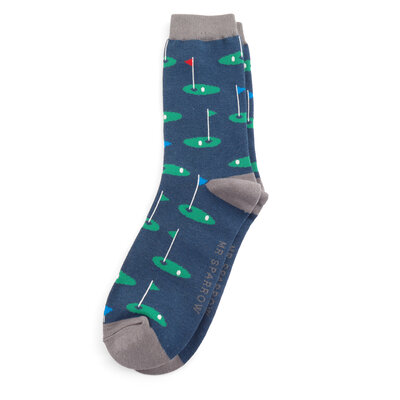 Miss Sparrow Mens Socks Bamboo Golf navy