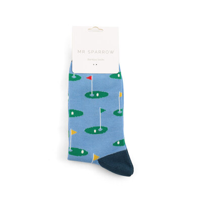 Miss Sparrow Mens Socks Bamboo Golf sky