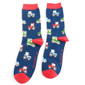 Miss Sparrow Mens Socks Bamboo On the farm navy