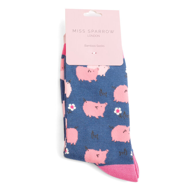 Socks Bamboo Pretty pigs navy