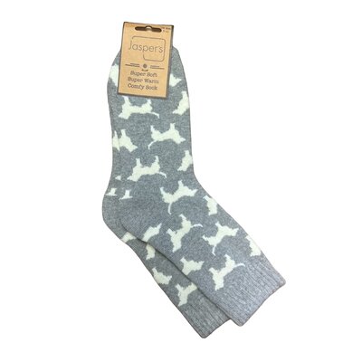 Jess & Lou Men's Socks Super Soft Dogs light grey