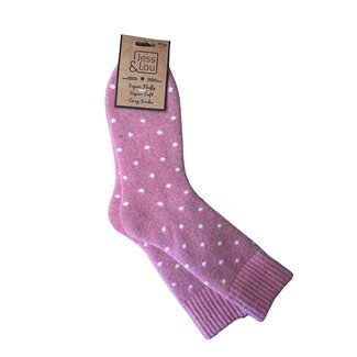 Jess & Lou Socken Ribbed Dots pink
