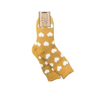 Jess & Lou Socken Ribbed Hearts gold