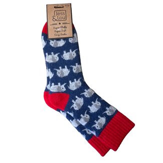 Jess & Lou Socken Ribbed Elephants blue