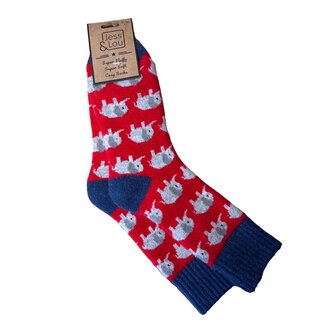 Jess & Lou Socken Ribbed Elephants red