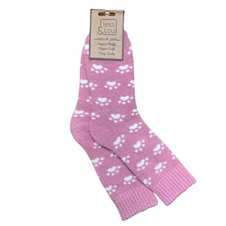 Jess & Lou Socken Ribbed Paw pink