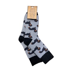 Jess & Lou Socken Ribbed Dachshunds grey
