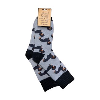 Jess & Lou Socken Ribbed Dachshunds grey