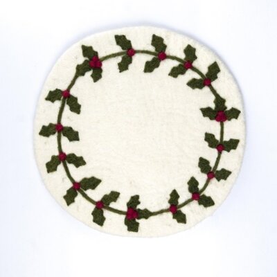Sjaal met Verhaal Felt coaster 35 cm rond Holly Berry