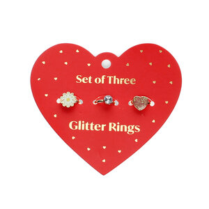 Rex London Glitter Rings Heart Card