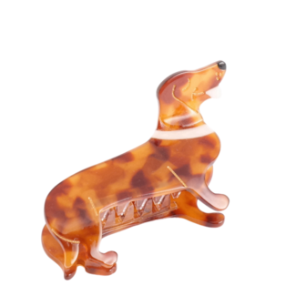Red Cuckoo Hair Claw Clip Sausage Dog