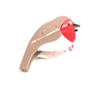 Red Cuckoo Hair Claw Clip Robin