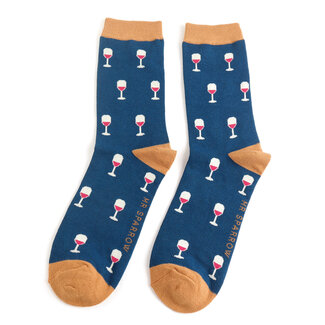 Miss Sparrow Mens Socks Bamboo Wine Glass navy