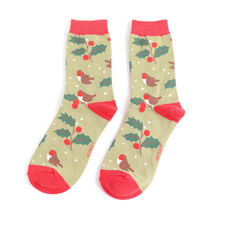 Miss Sparrow Socks Bamboo Winter Hedgerow green