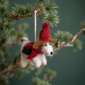 Sjaal met Verhaal Felt Christmas Hanger Hondje Met Kerstmuts knitted