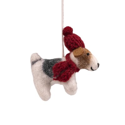 Sjaal met Verhaal Felt Christmas Hanger Hondje Met Kerstmuts knitted