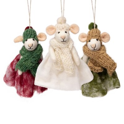 Sjaal met Verhaal Filz Weihnachtshänger Muis Oma assorti