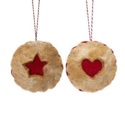 Sjaal met Verhaal Filz Weihnachtshänger Linzer Koekje assorti