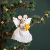 Sjaal met Verhaal Filz Weihnachtshänger Muis Engel met Ster