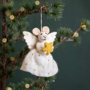 Sjaal met Verhaal Felt Christmas Hanger Muis Engel met Ster